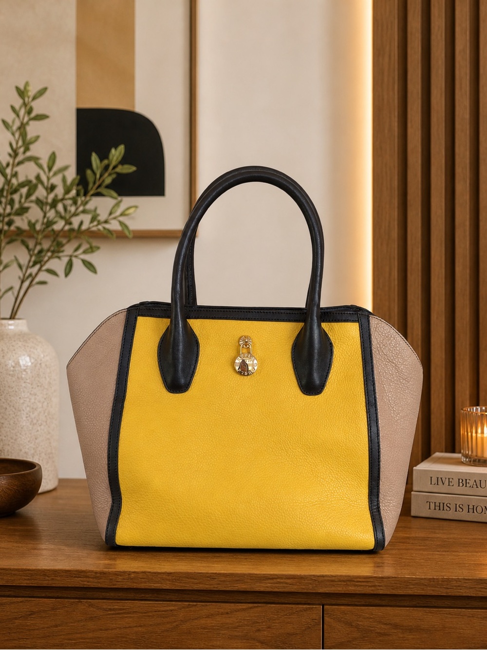 Furla Olympia Tote tricolor pebbled leather